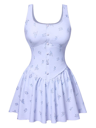 Lavendel 1940er Blumen Tasten Swim Kleid
