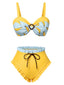 Gelb 1950er Rüschen Hem Banane Bikini Set