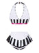 [Vorverkauf] Schwarz & Weiß 1950er Streifen Bogen Halter Bikini