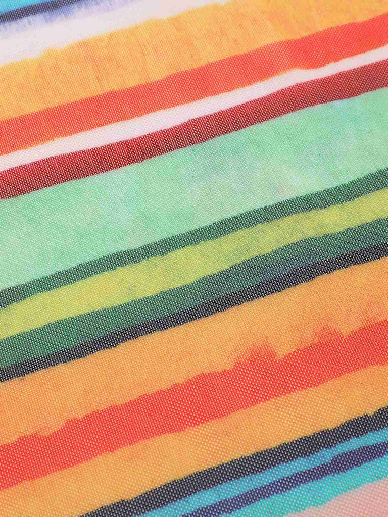 Multicolor 1970er Boho Streifen Badeanzug & Cover-Up