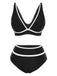 1950er Kontrast Hohe Taille Bikini Set