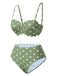 Grün 1940er Blütenblattkante Polka Dots Bikini