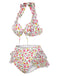 1950er Halter Blümchen Blumen Rüschen Bikini Set