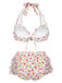 1950er Halter Blümchen Blumen Rüschen Bikini Set