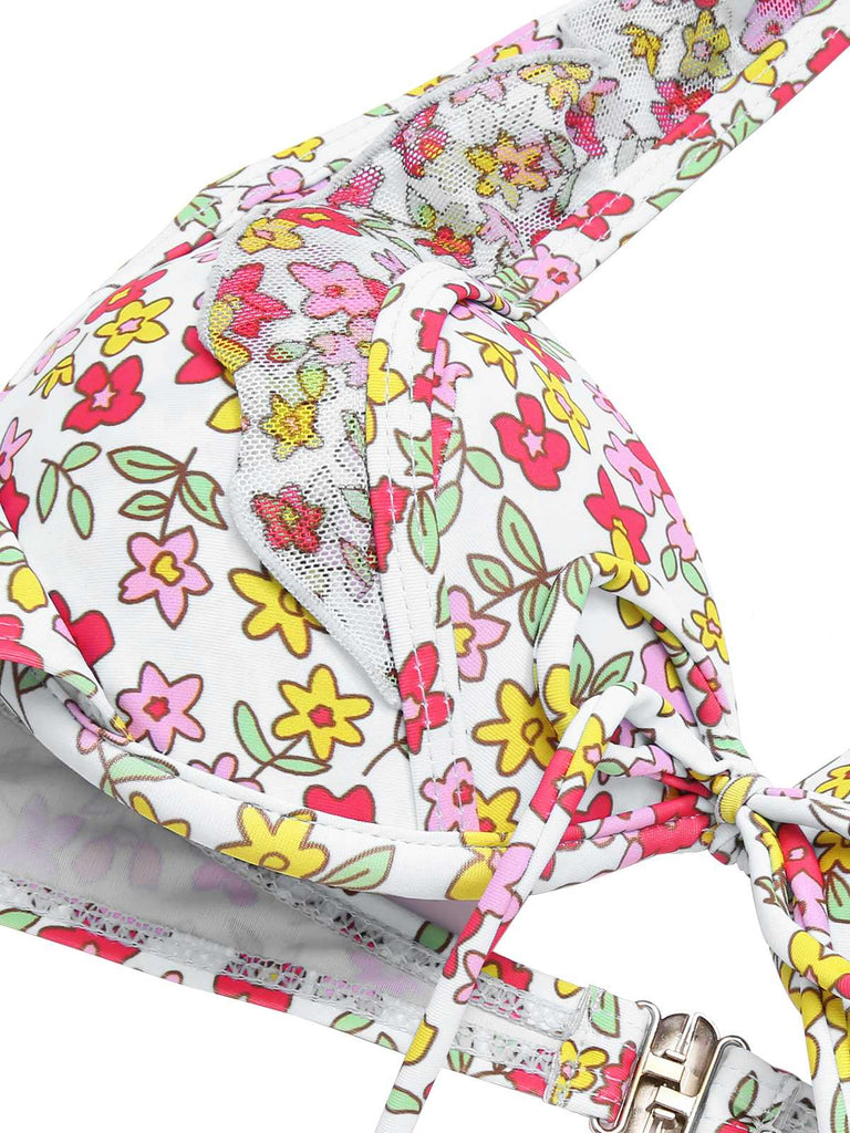 1950er Halter Blümchen Blumen Rüschen Bikini Set