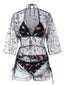 2PCS Schwarz 1940er Schnürung Feder Bikini Set & Cover-Up
