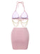 Rosa 1970er Shimmery Schimmernder Kettenkristall Bikini & Cover-Up