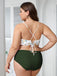 [Übergröße] Grün 1950er Schnürung Blumen Bikini Set