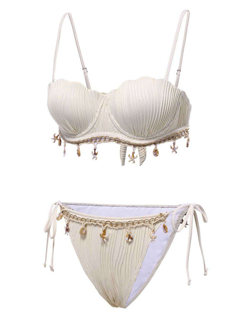 1950er Spaghetti Träger Strand Muschel Seestern Bikini