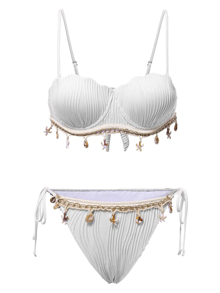 1950er Spaghetti Träger Strand Muschel Seestern Bikini