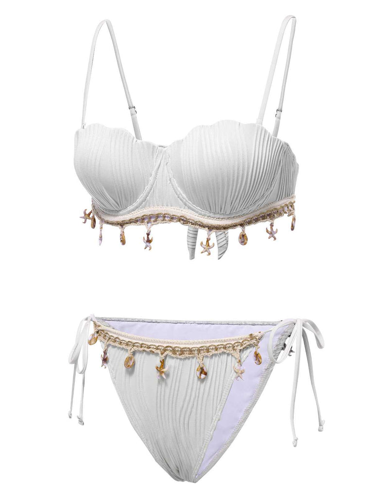 1950er Spaghetti Träger Strand Muschel Seestern Bikini