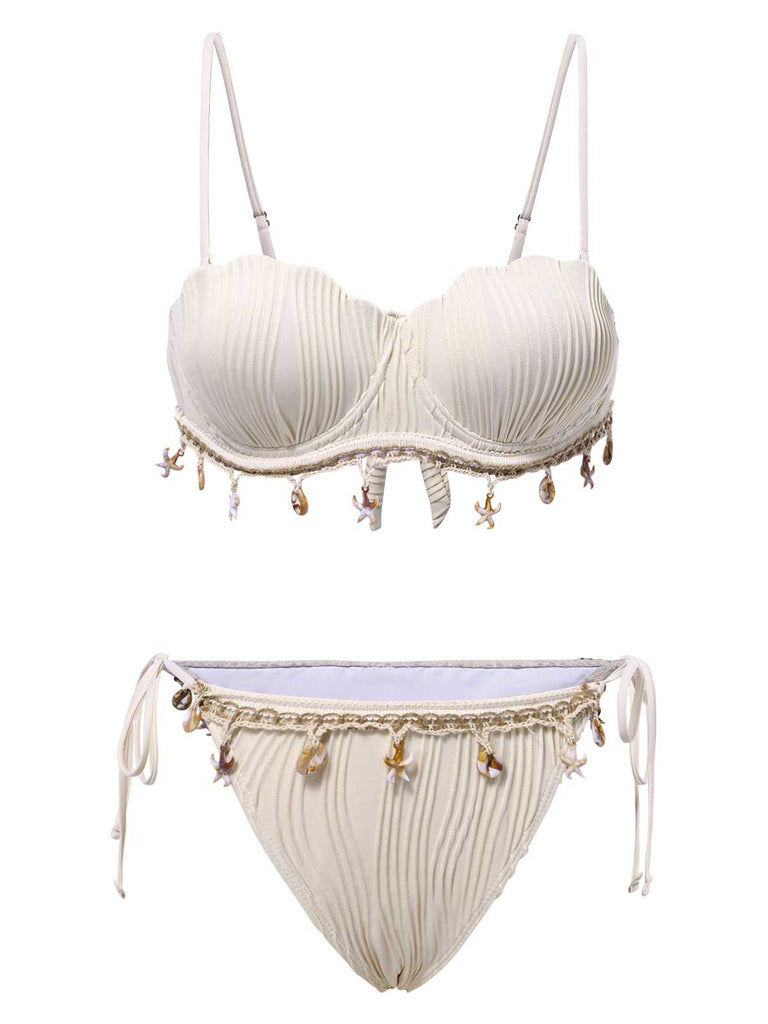 1950er Spaghetti Träger Strand Muschel Seestern Bikini