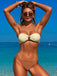 1960er Metall Dekor Farbblock Bandeau Bikini Set
