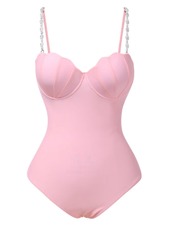 1950er Hülse Perle Träger Einteiliger Badeanzug