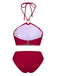 Rot 1970er Prinzessin-Stil Sicken Halfter Bikini Set