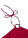 Rot 1970er Prinzessin-Stil Sicken Halfter Bikini Set