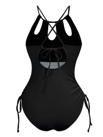 1950er Solide Schlüssellochkragen Kreuz-Binden Badeanzug