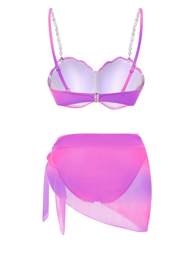 1940er Farbverlauf Hülse Bikini Set & Cover-Up