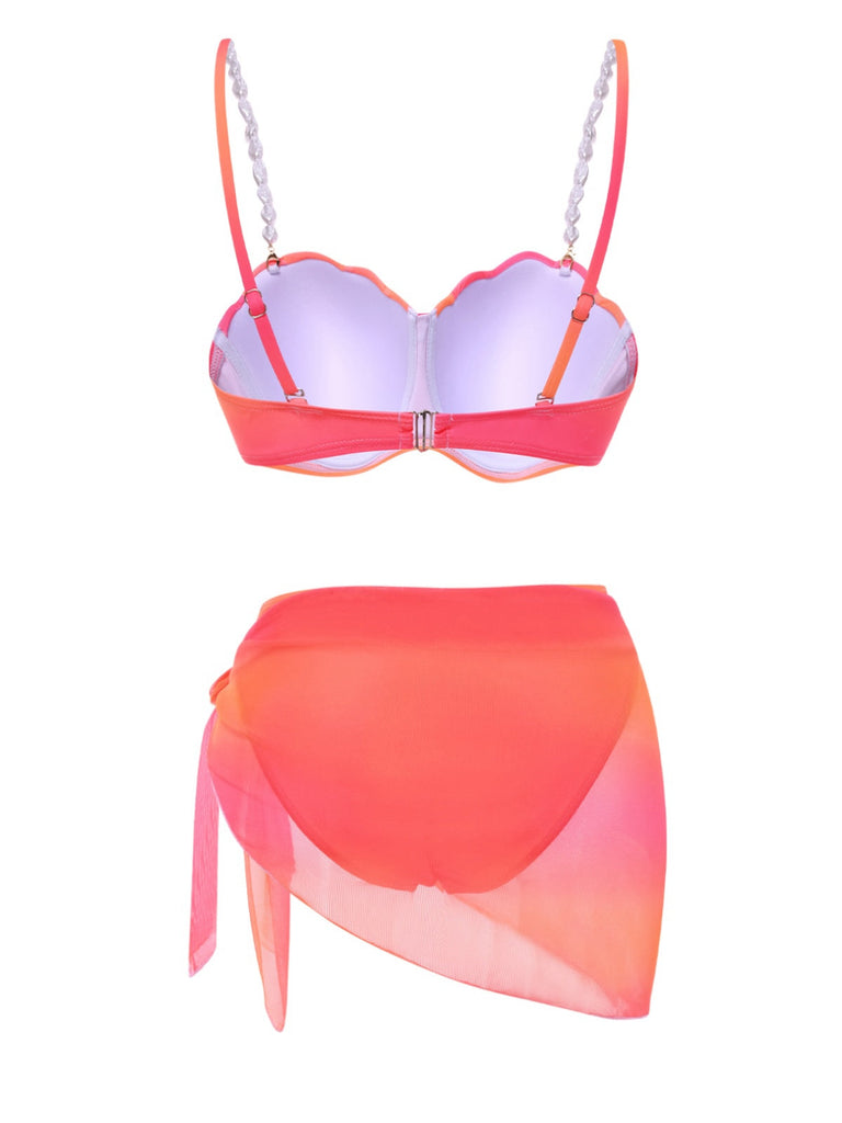 1940er Farbverlauf Hülse Bikini Set & Cover-Up