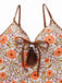 Khaki 1950er Blumen Schlüsselloch Badeanzug