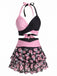 Schwarzer & Rosa 80er Gothic Bikini Set mit Totenkopf und Rose