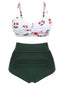 [Vorverkauf] [Übergröße] Grün 1950er Herzförmiger Ausschnitt Kirsche Spaghetti Träger Bikini Set