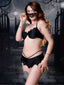Schwarz 1980er Solide Gothic Fledermausflügel Bikini Set