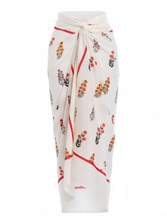 Beige 1960er Pflanzen & Blumen Cover-Up