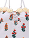 Weiß 1960er 3D-Blume Spaghetti Träger Badeanzug