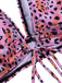 1950er Leopard Drucken Tief V-Ausschnitt Schnürung Bikini Set