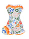 Mehrfarbig 1960er Gemalt Blumen Bandeau Badeanzug