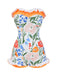 Mehrfarbig 1960er Gemalt Blumen Bandeau Badeanzug