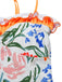 Mehrfarbig 1960er Gemalt Blumen Bandeau Badeanzug