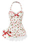 1950er Halter Erdbeere Spitze Bogen Badekleid