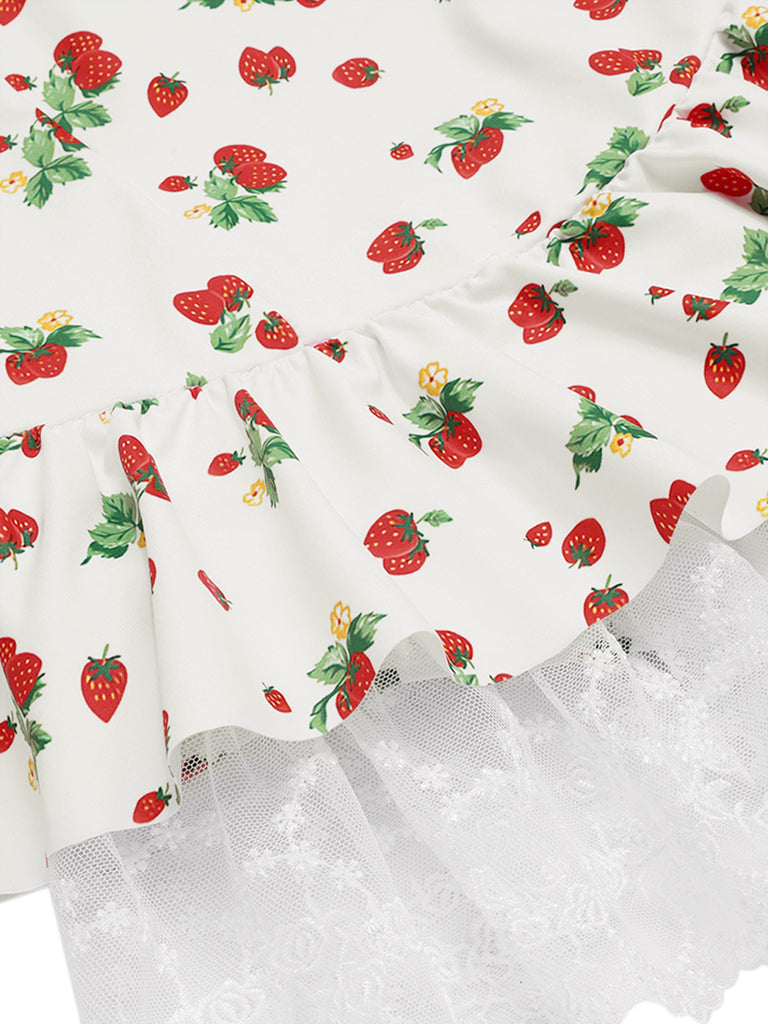 1950er Halter Erdbeere Spitze Bogen Badekleid