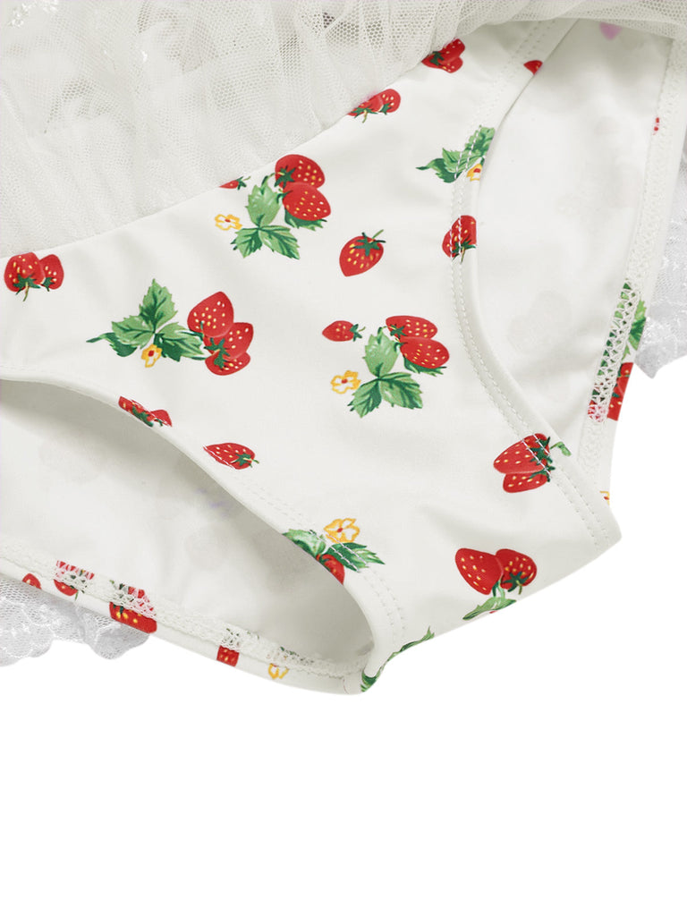 1950er Halter Erdbeere Spitze Bogen Badekleid