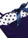 Blau 1940er Tupfen Patchwork Halfter Badekleid