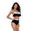 1940er Hohe Taille Farbblock Rüschen Halfter Tankini Set