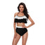 1940er Hohe Taille Farbblock Rüschen Halfter Tankini Set