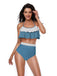 1940er Hohe Taille Farbblock Rüschen Halfter Tankini Set