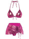 1970er Solide Halter Metallisch Bikini Set
