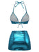 1970er Solide Halter Metallisch Bikini Set
