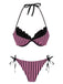 [Vorverkauf] Grünes 60er Gestreiftes Bikini-Set mit Netz und Neckholder