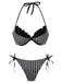 [Vorverkauf] Grünes 60er Gestreiftes Bikini-Set mit Netz und Neckholder