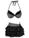 2PCS Grau 1960er Streifen Bikini Set & Gestuft Cover-Up