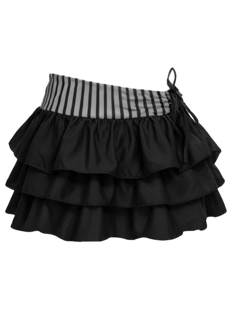 Grau 1960er Streifen Netz Bogen Gestuft Cover-Up Rock