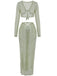 2PCS 1960er Häkel Langarm Strand Cover-Up Set