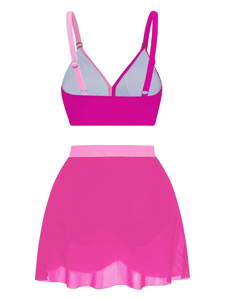 [Vorverkauf] 1950er Kreuzrücken Gerafft Netz Bikini Set