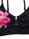 Schwarzes Tankini-Set mit Blumen-Metallschnalle aus den 1940er Jahren
