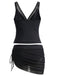 60er Tankini-Set & Cover-Up mit Mesh und Raffungen